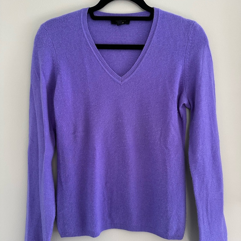 Charter Club Purple V-Neck Sweater with Long Sleeves
